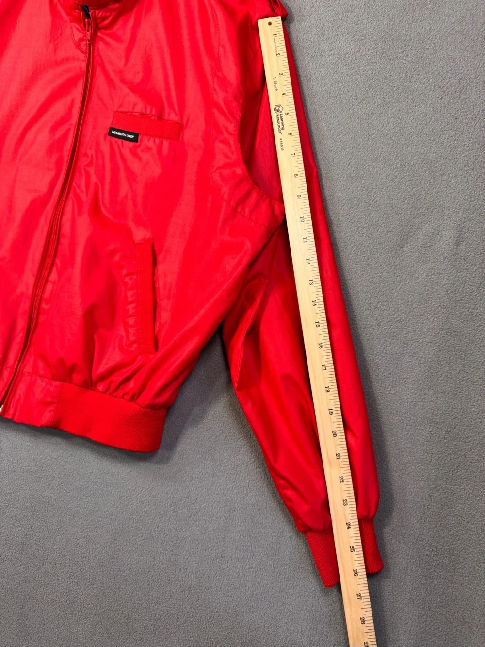 Vintage 80’s Members Only Jacket Red Racer Zip Bomber Made in Hong Kong, XL 44